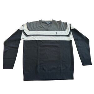 "U.S. POLO ASSN." Mens Color Block Acrylic Sweater Preppy Sporty Relaxed Soft